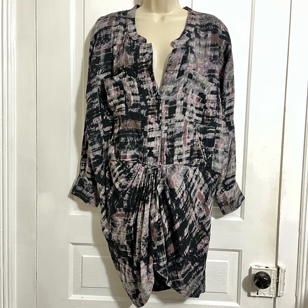 Isabel Marant Black and Pink Abstract Print Tunic
